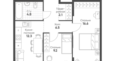 2-к. квартира, 51&nbsp;м²