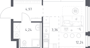 Студия, 24&nbsp;м²