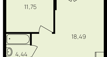 1-к. квартира, 43&nbsp;м²