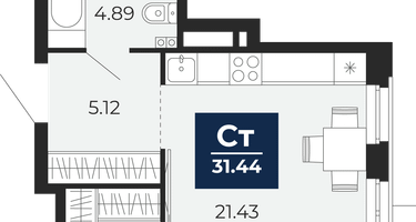 Студия, 31 м²