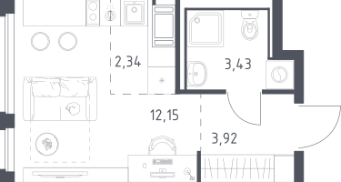 Студия, 21&nbsp;м²