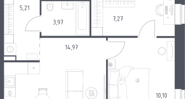 1-к. квартира, 41&nbsp;м²