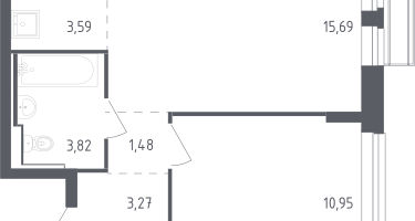 Студия, 38&nbsp;м²