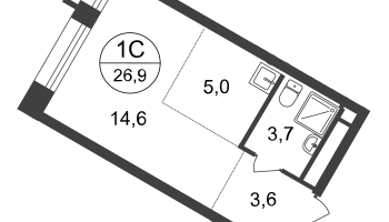 Студия, 26&nbsp;м²