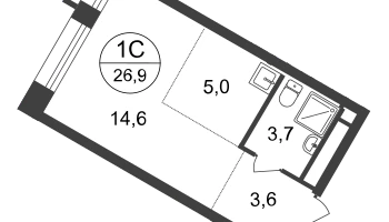 Студия, 26 м²