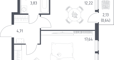1-к. квартира, 39&nbsp;м²