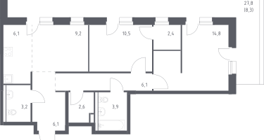 Студия, 73&nbsp;м²