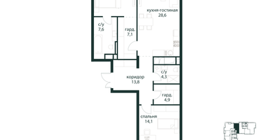 2-к. квартира, 93&nbsp;м²