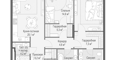 3-к. квартира, 104 м²