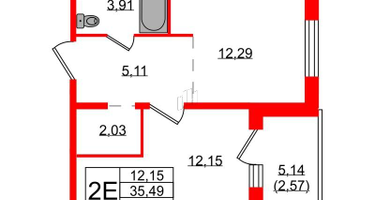 1-к. квартира, 37&nbsp;м²