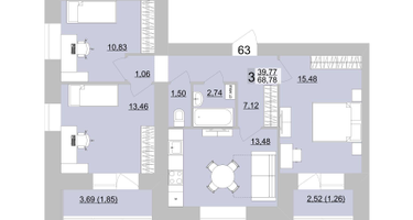 3-к. квартира, 71 м²