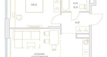 2-к. квартира, 49 м²