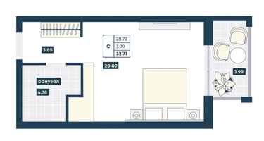 Студия, 32&nbsp;м²