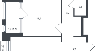 2-к. квартира, 61&nbsp;м²