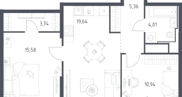 Студия, 59&nbsp;м²