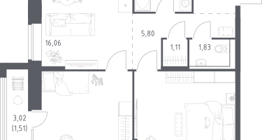 2-к. квартира, 64&nbsp;м²
