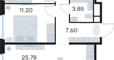 1-к. квартира, 64 м²