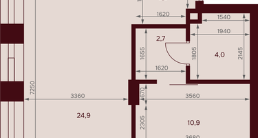 1-к. квартира, 51 м²