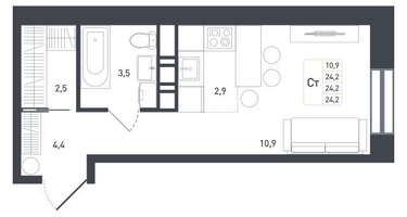 Студия, 25&nbsp;м²