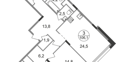 3-к. квартира, 106 м²