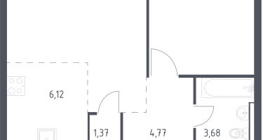 Студия, 43&nbsp;м²