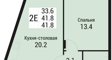 2-к. квартира, 41 м²