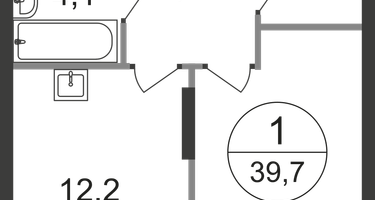 1-к. квартира, 39&nbsp;м²