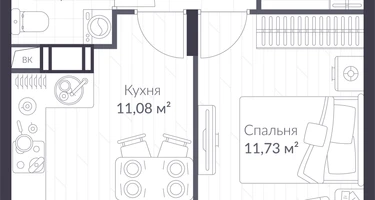 1-к. квартира, 33&nbsp;м²