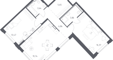 Студия, 69&nbsp;м²