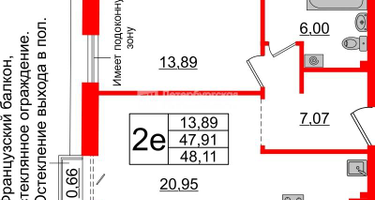 1-к. квартира, 48 м²