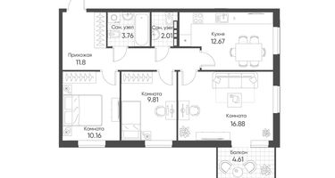 3-к. квартира, 68&nbsp;м²