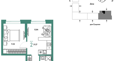 2-к. квартира, 31 м²