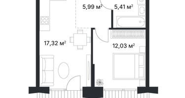 1-к. квартира, 56 м²