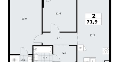 2-к. квартира, 71&nbsp;м²