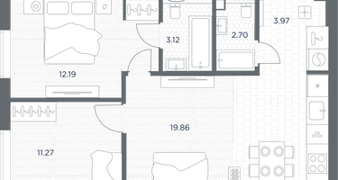 2-к. квартира, 59&nbsp;м²