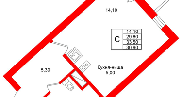 Студия, 30&nbsp;м²
