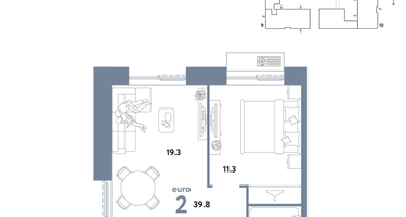 2-к. квартира, 39&nbsp;м²