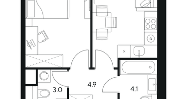 1-к. квартира, 39&nbsp;м²