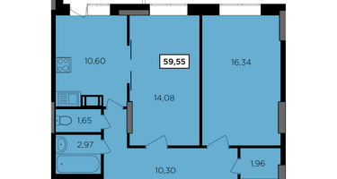 2-к. квартира, 59&nbsp;м²