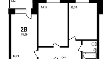 2-к. квартира, 51&nbsp;м²