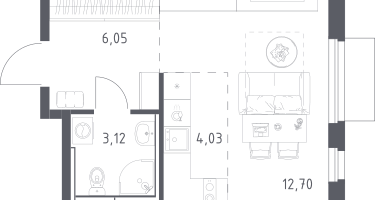 Студия, 26&nbsp;м²
