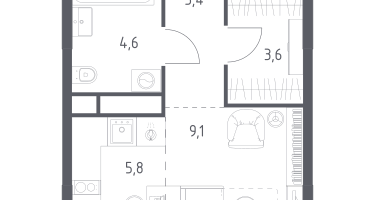 Студия, 26&nbsp;м²