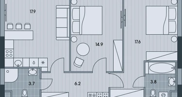 3-к. квартира, 64&nbsp;м²