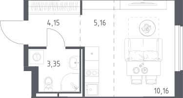 Студия, 22&nbsp;м²