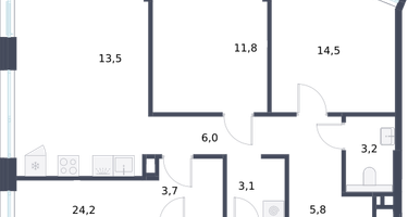 3-к. квартира, 97 м²