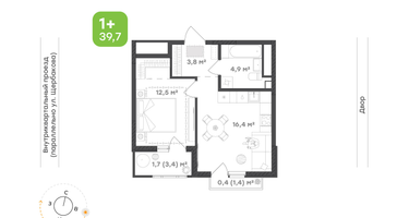 1-к. квартира, 12 м²