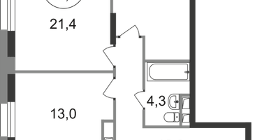 2-к. квартира, 68 м²