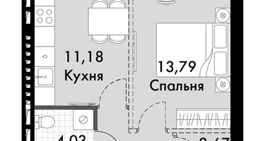 1-к. квартира, 36&nbsp;м²