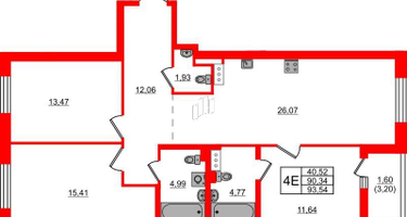 3-к. квартира, 93&nbsp;м²