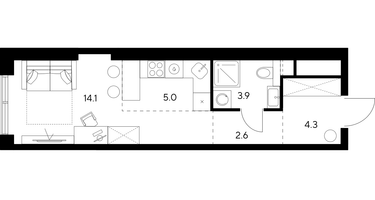Студия, 29 м²